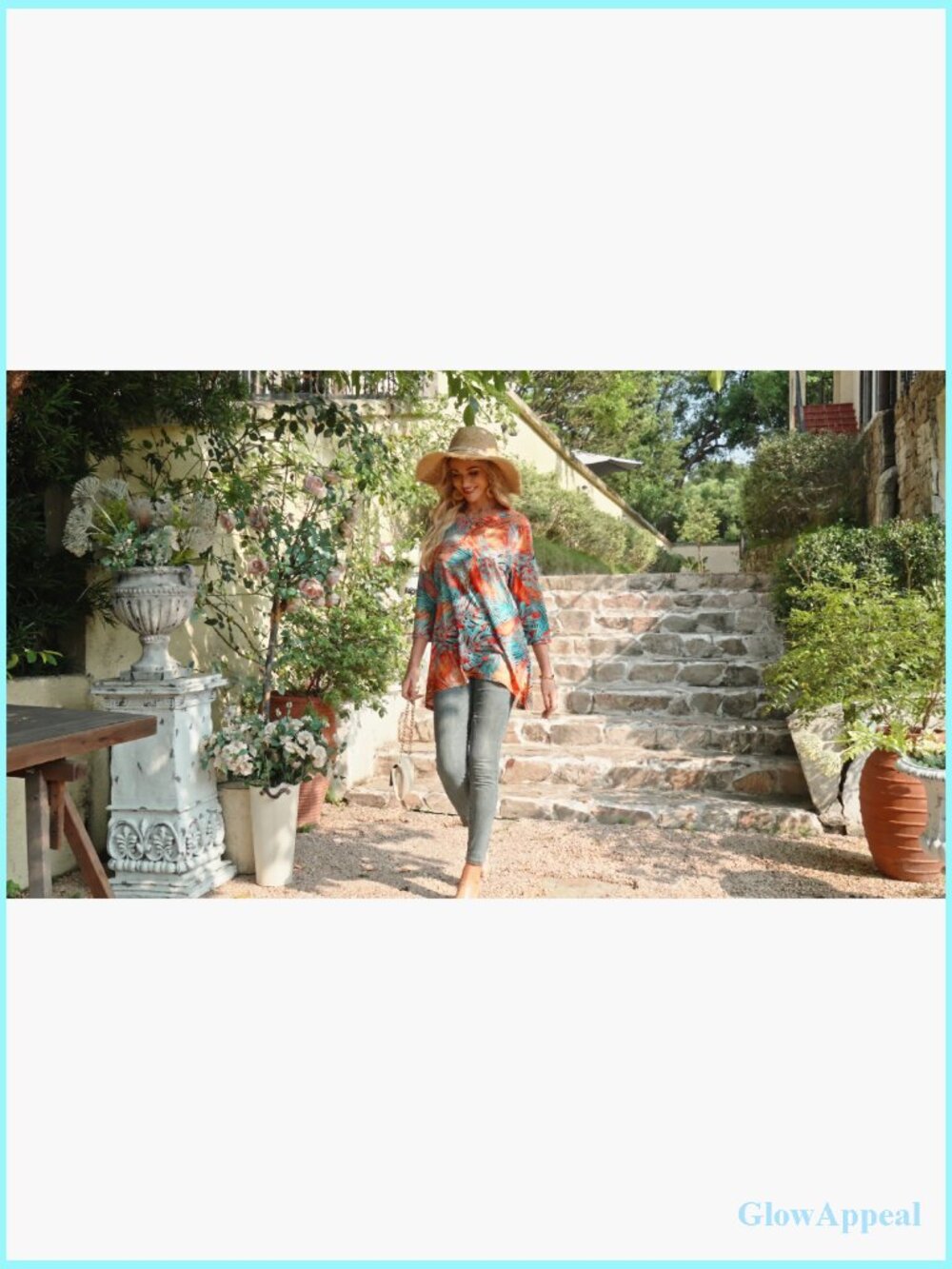 3/4 Sleeve Tunic Top with Asymmetrical Hem, Loose Fit, Polyester Spandex - Picture 6 of 7